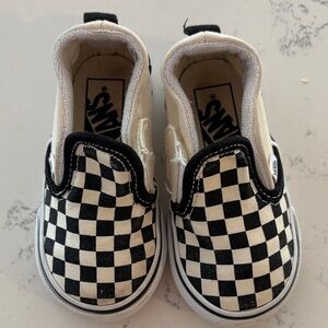 Vans Kids Checkered Slip-On Sneakers - Black and White